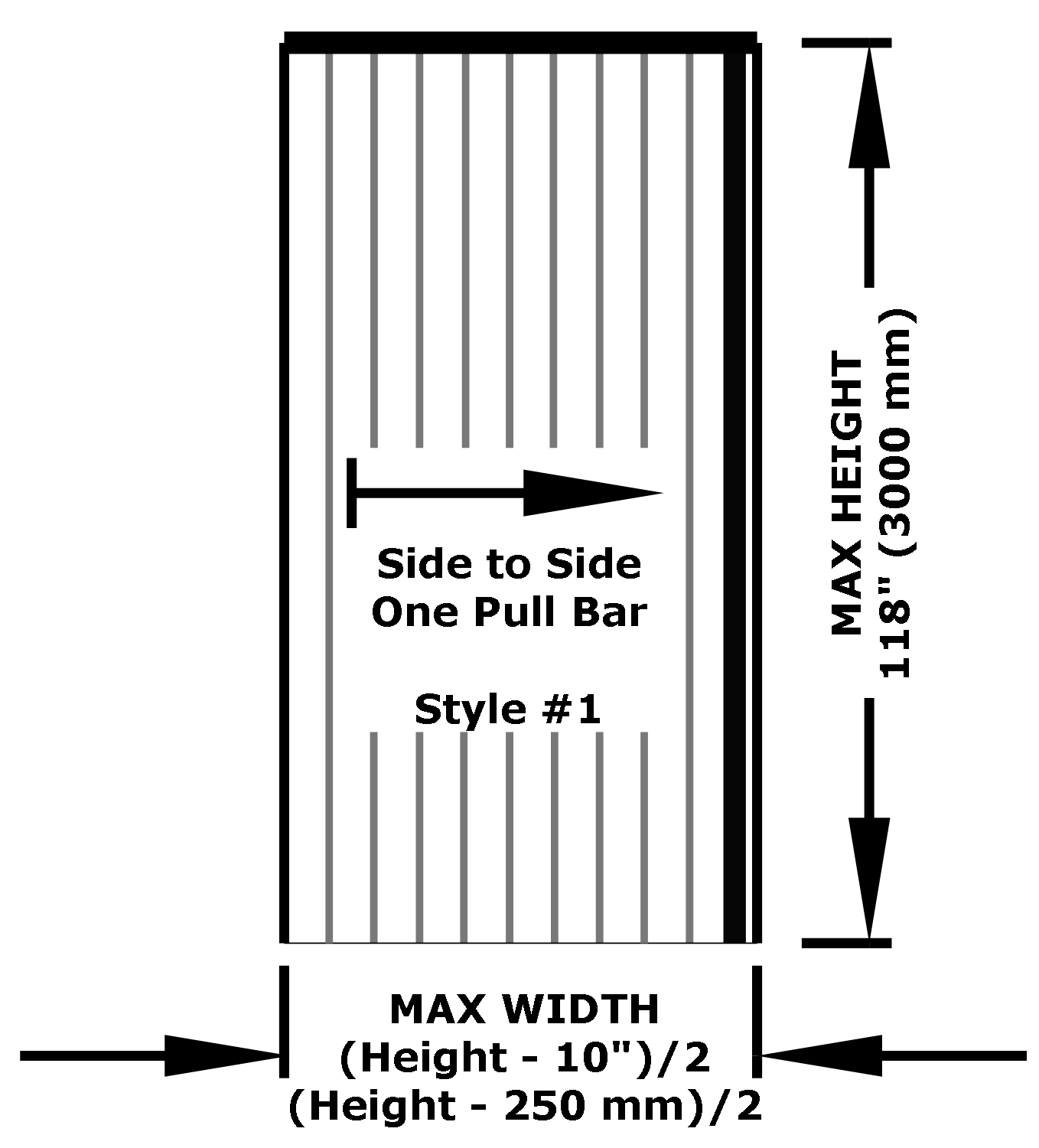 Pleated Screen Technical Drawing Side To Side