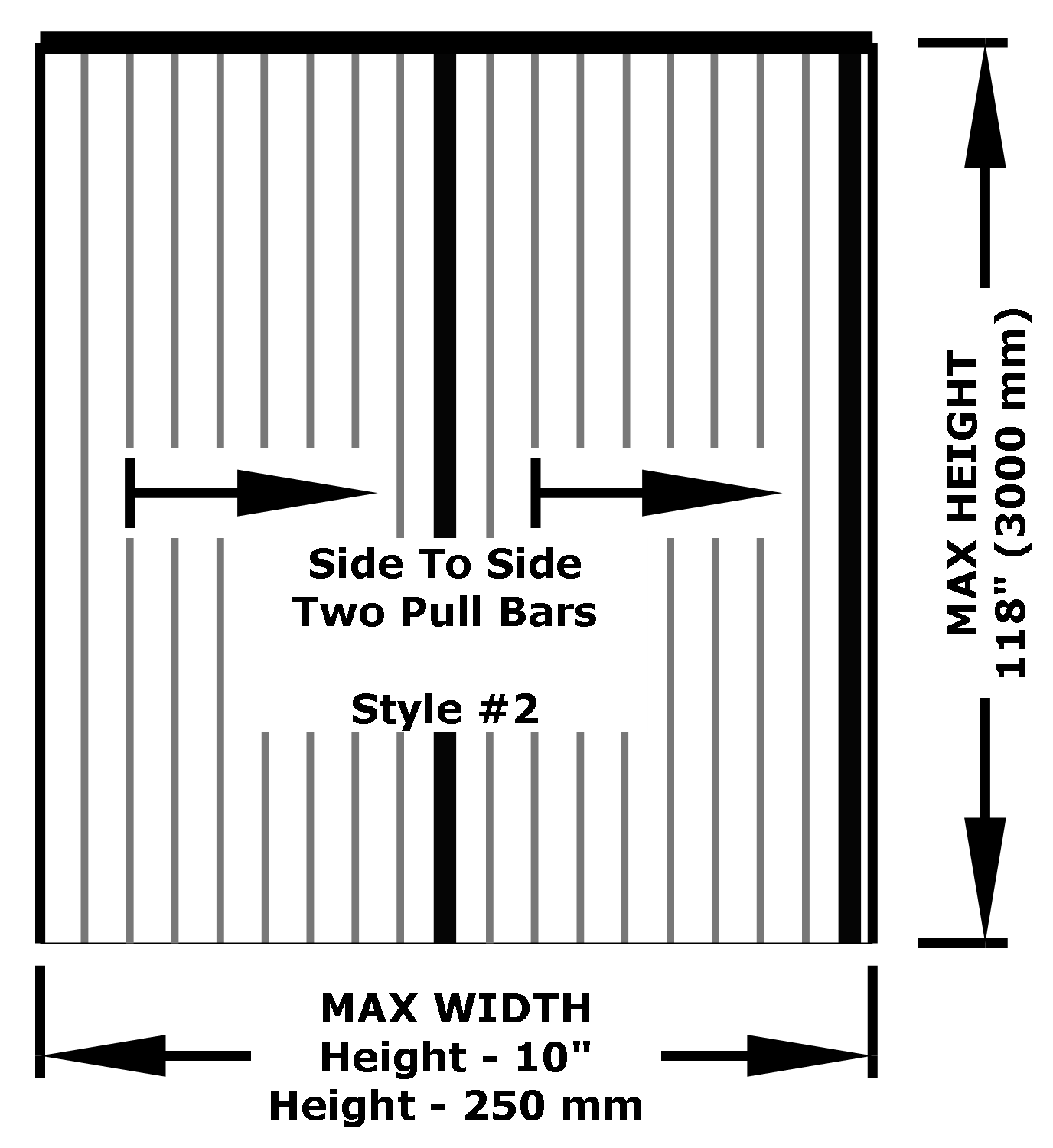 Pleated Screen Technical Drawing Side To Side