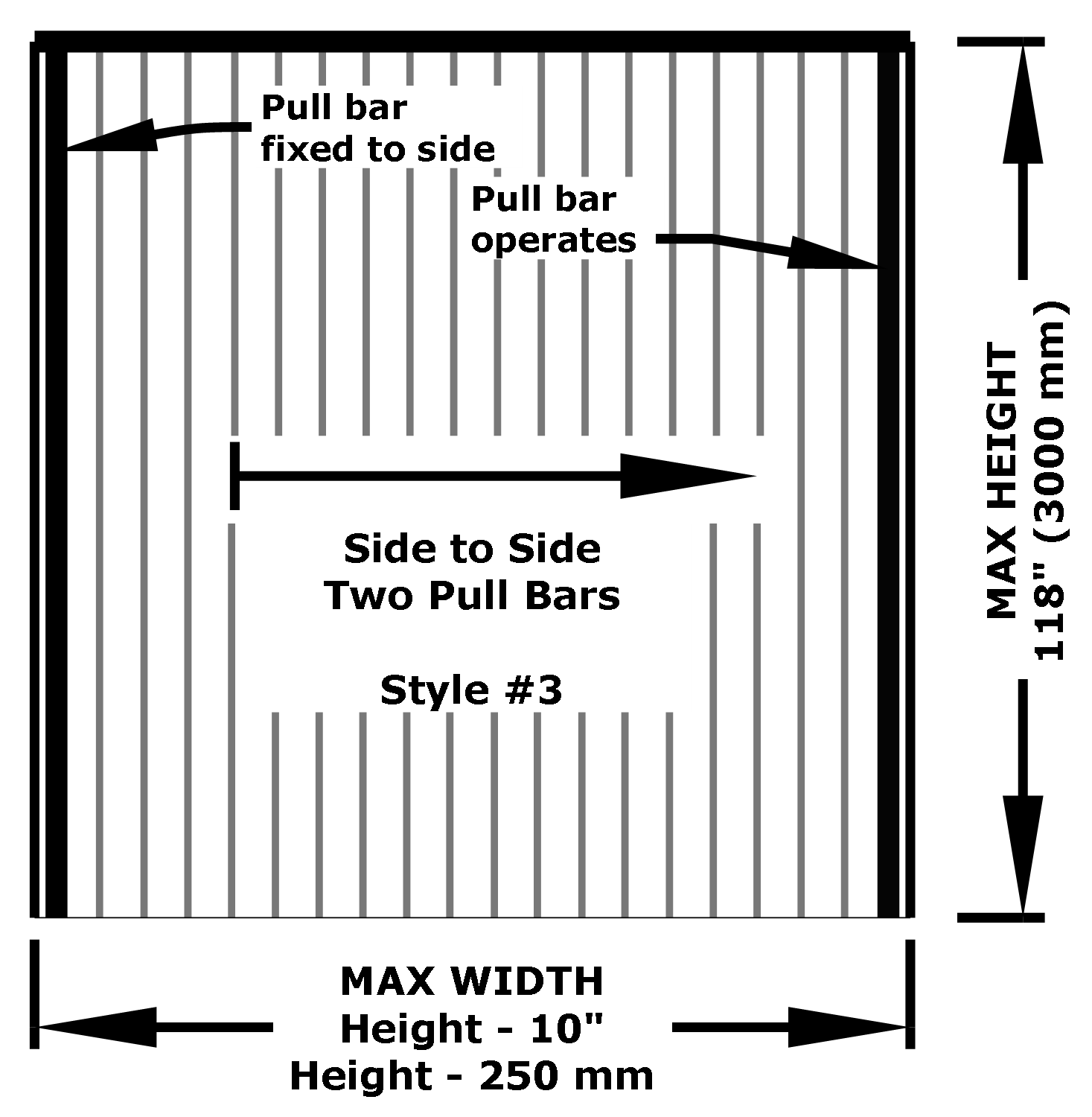 Pleated Screen Technical Drawing Side To Side