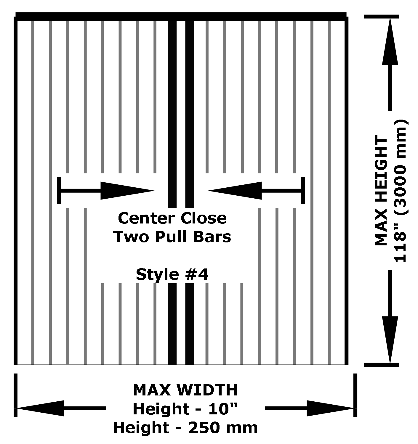 Pleated Screen Technical Drawing Center Close