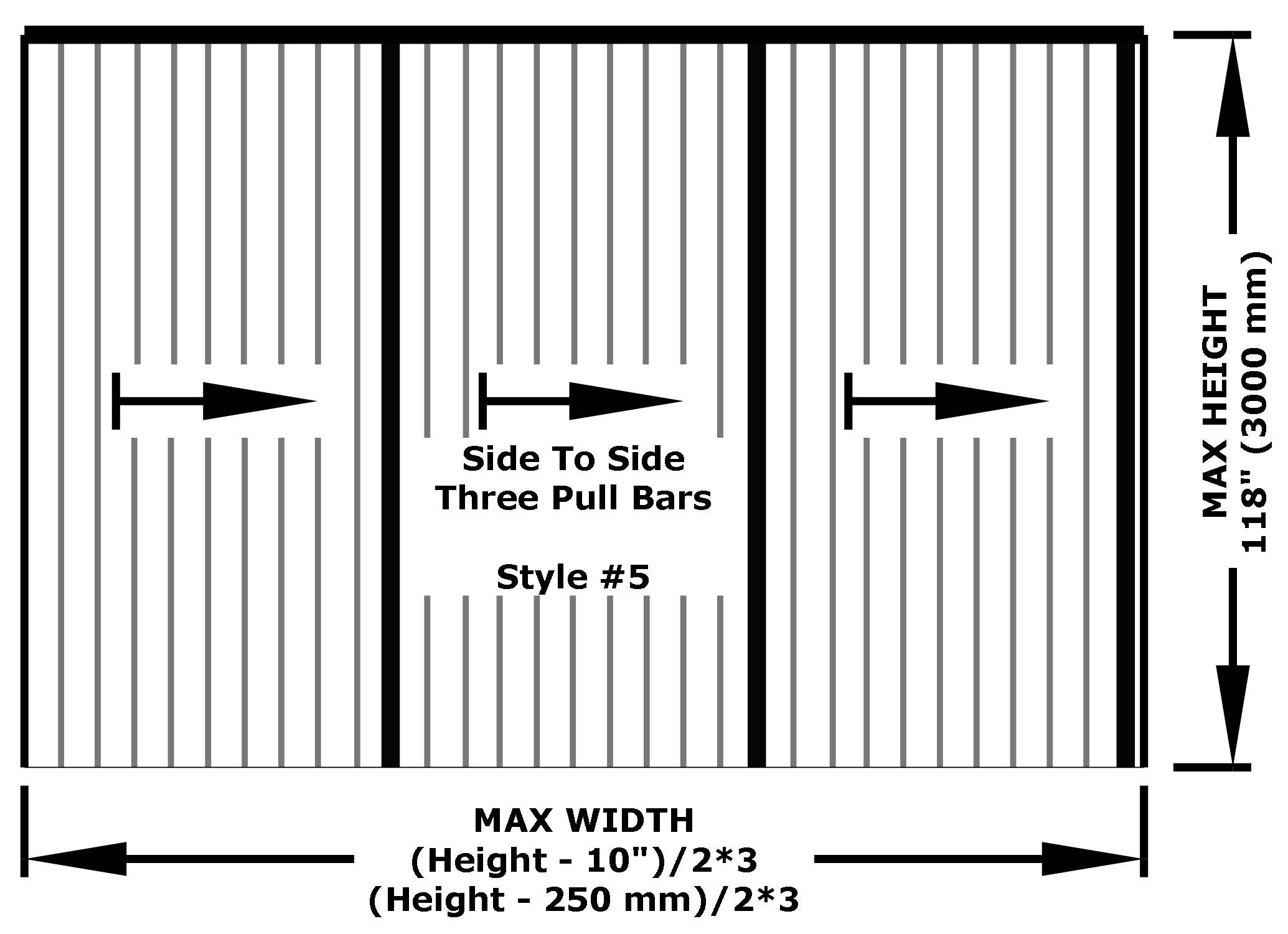 Pleated Screen Technical Drawing Side To Side