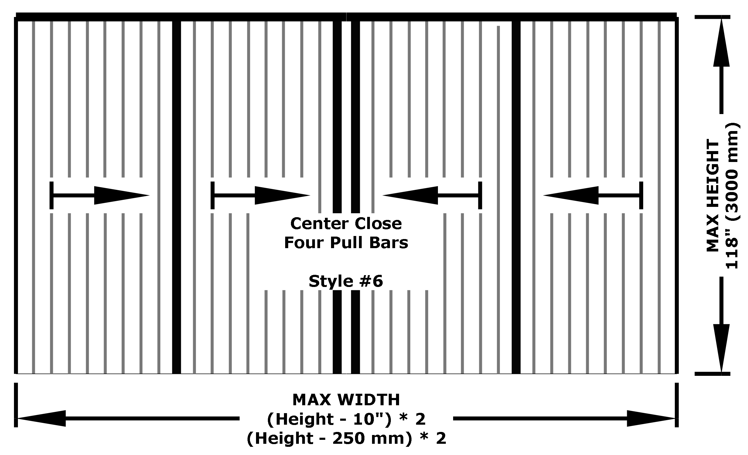 Pleated Screen Technical Drawing Center Close