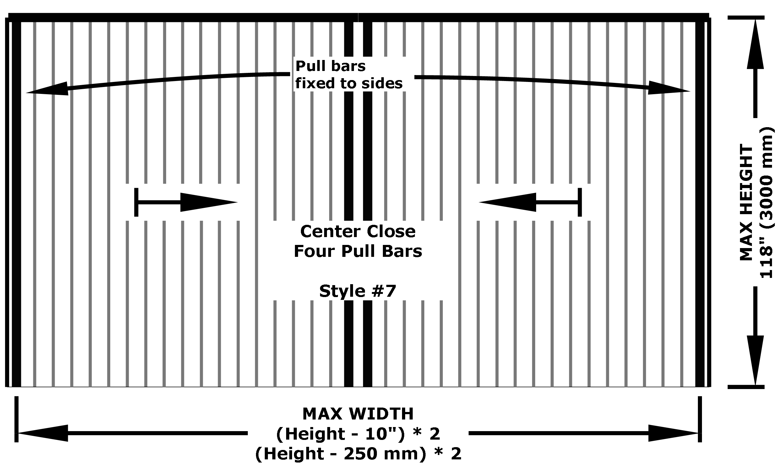 Pleated Screen Technical Drawing Center Close