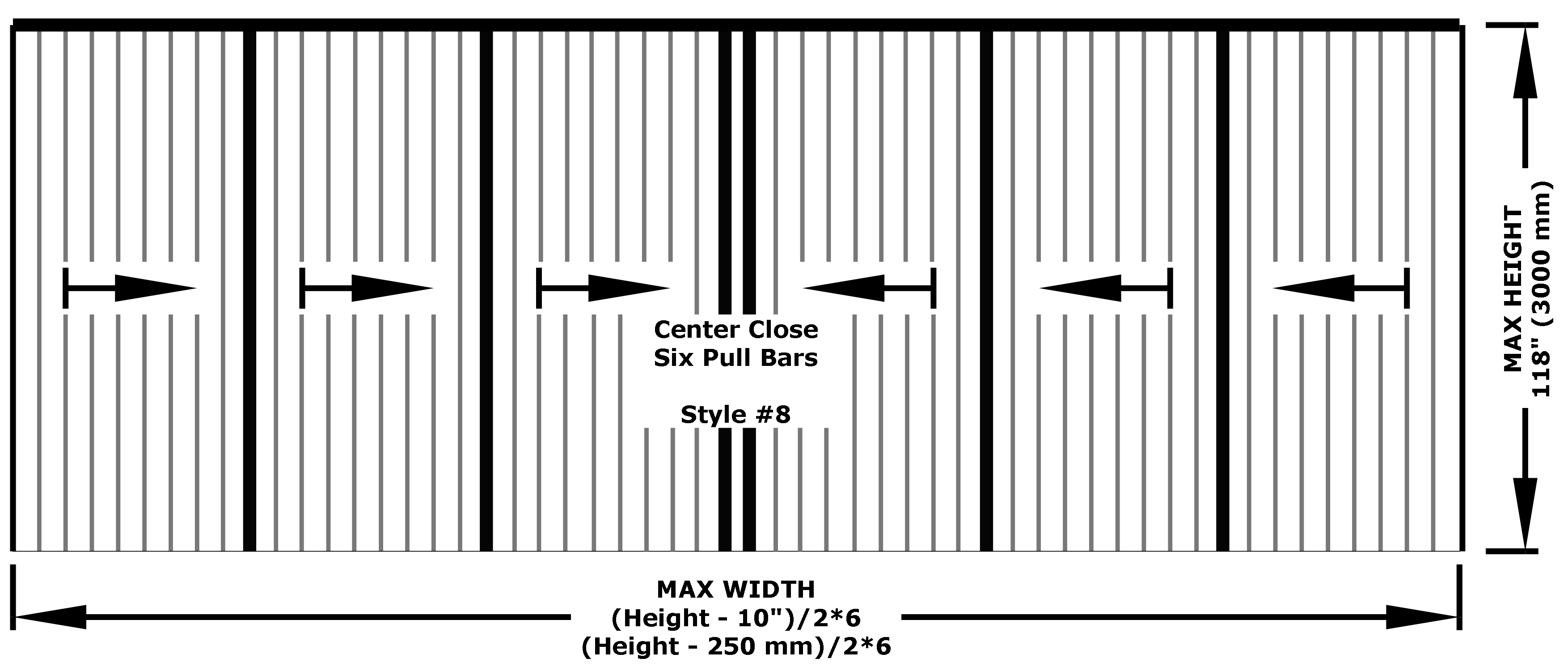 Pleated Screen Technical Drawing Center Close